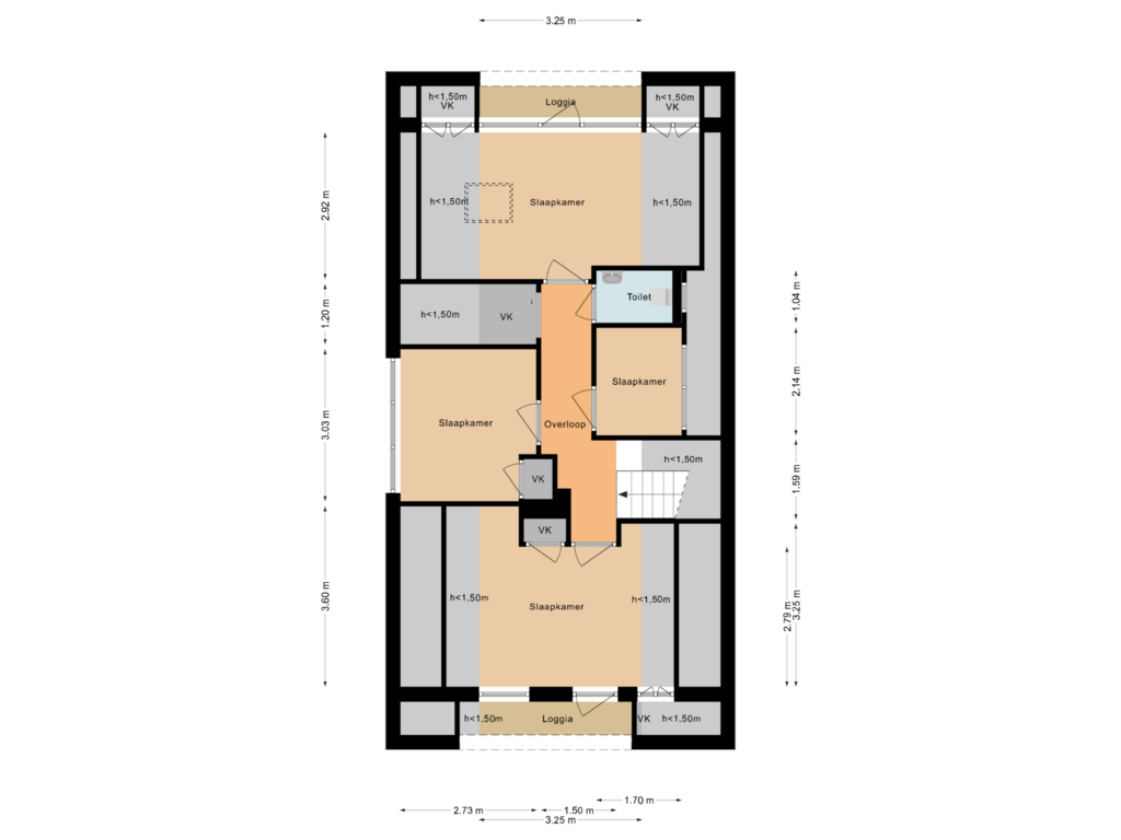 Bekijk plattegrond van Eertse verdieping van Dorpsstraat 15