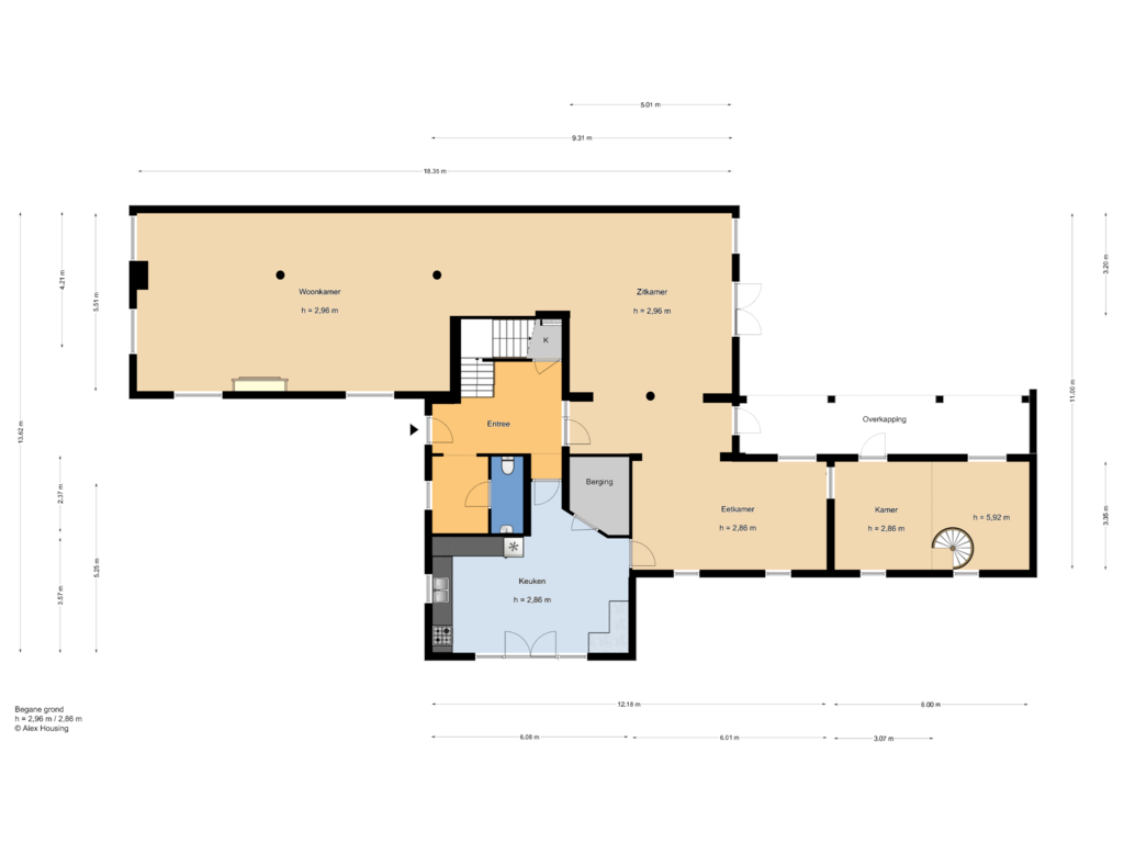 View floorplan of Begane grond of Groen van Prinstererlaan 1-C