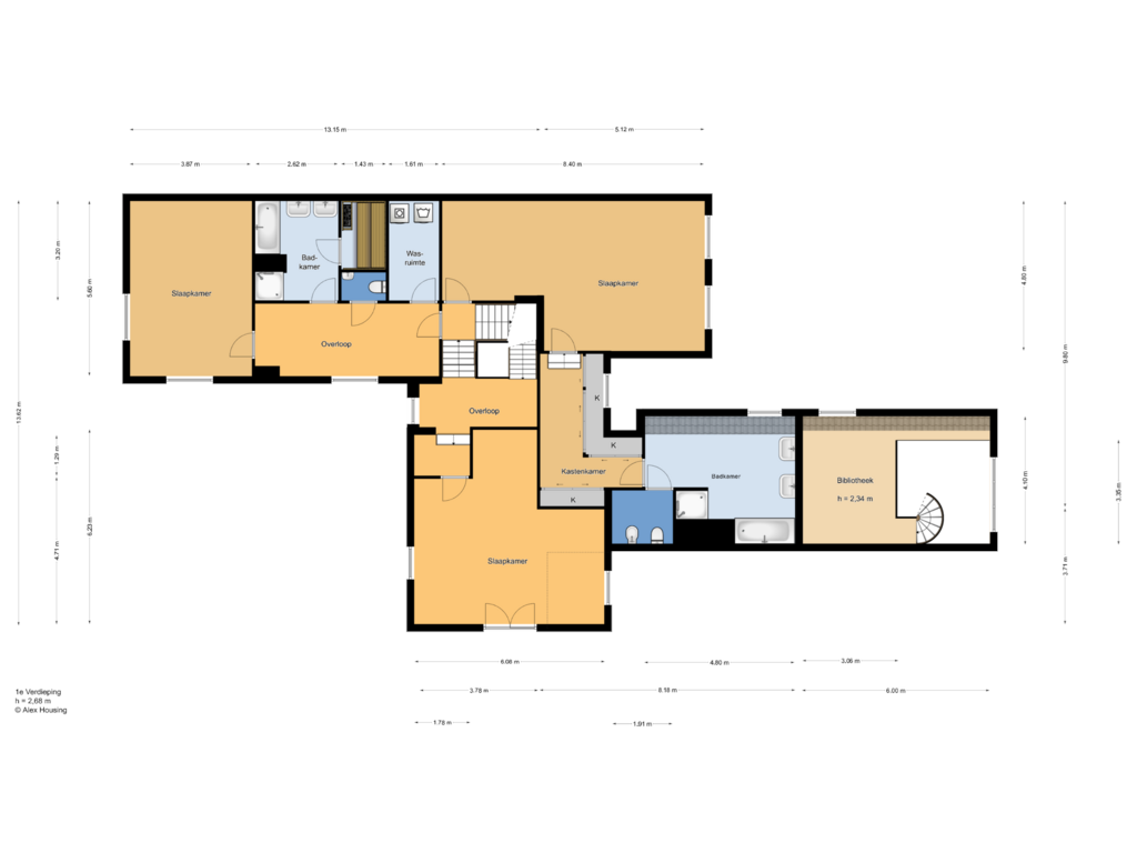 View floorplan of 1e Verdieping of Groen van Prinstererlaan 1-C