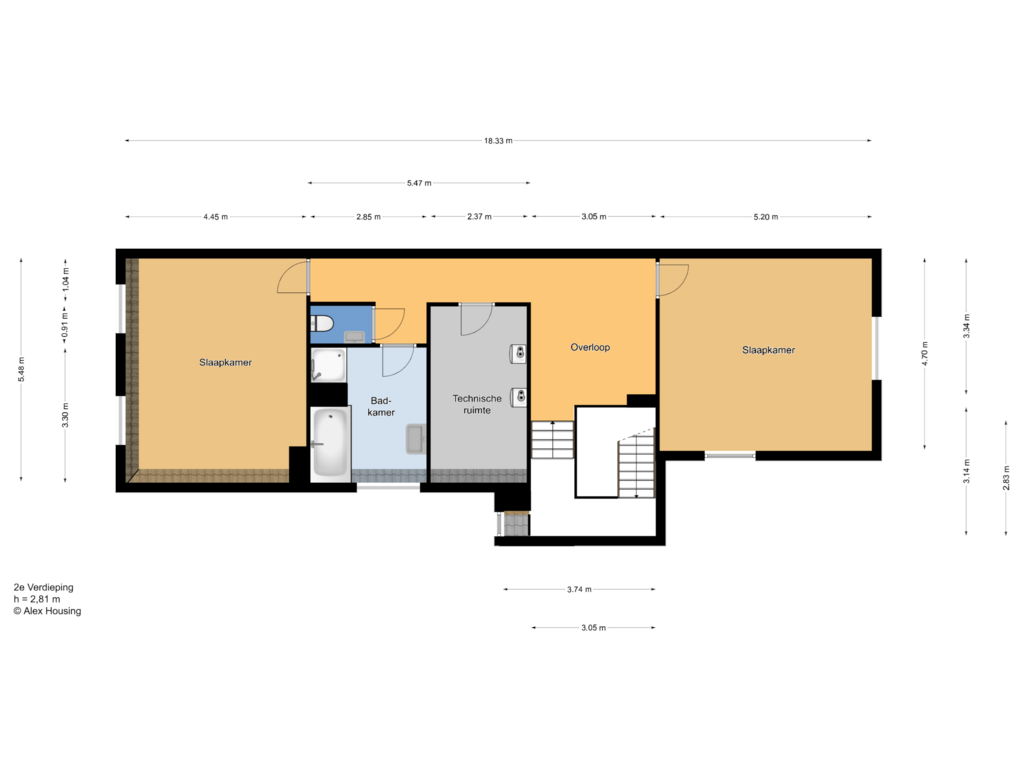 View floorplan of 2e Verdieping of Groen van Prinstererlaan 1-C