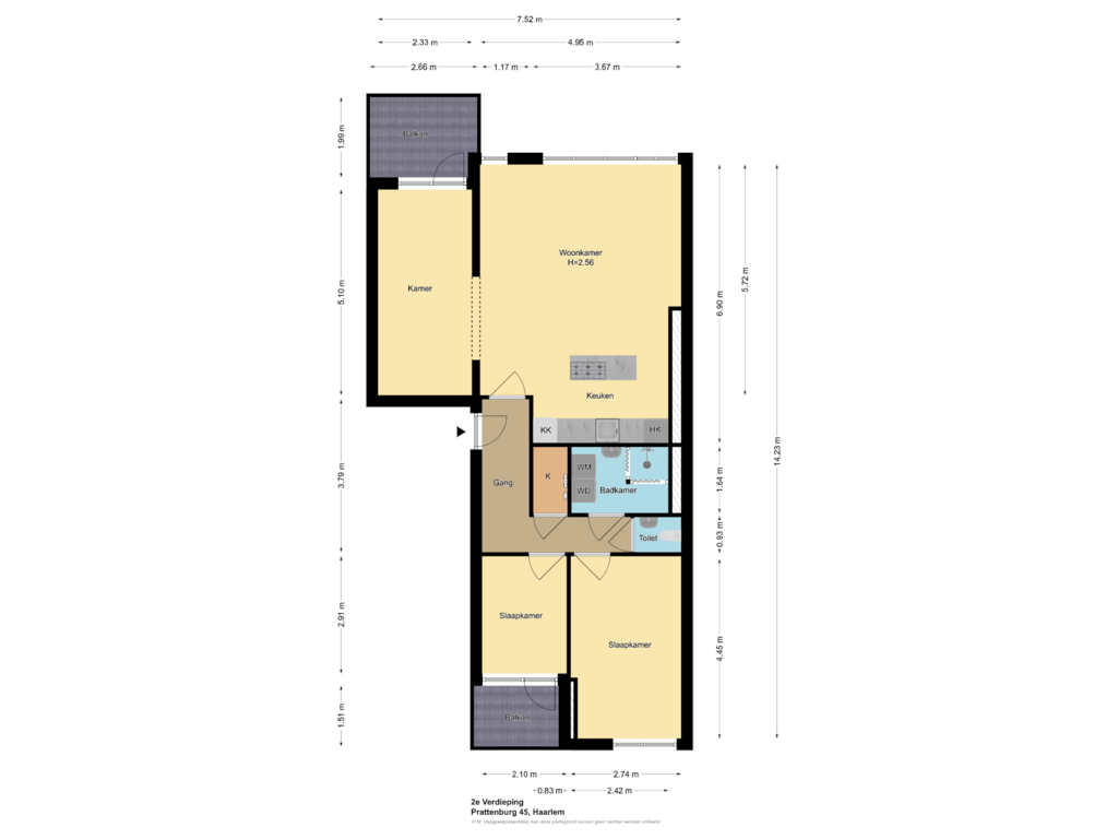 Bekijk plattegrond van 2e Verdieping van Prattenburg 45