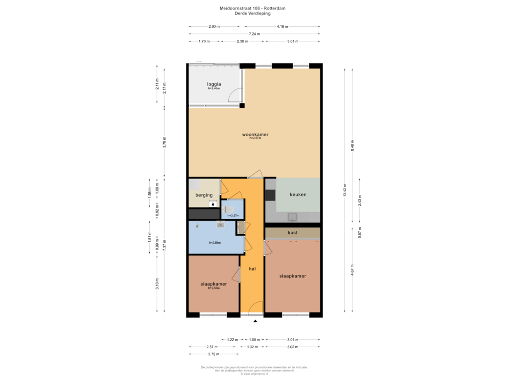 Bekijk plattegrond van DERDE VERDIEPING van Meidoornstraat 108