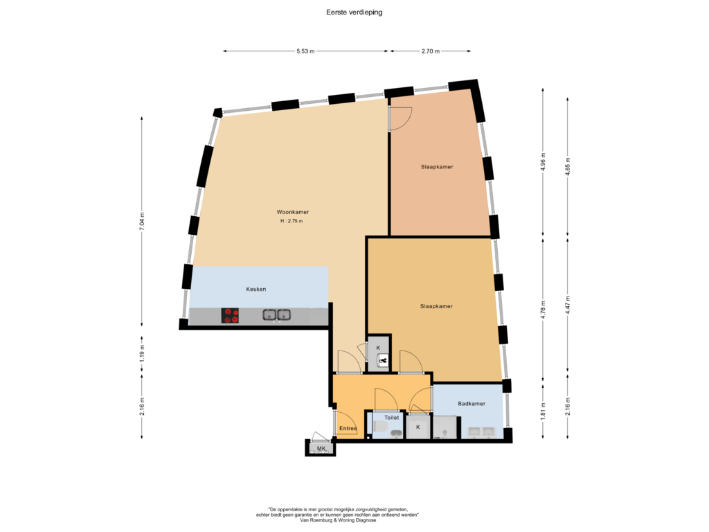 View floorplan of Eerste verdieping of Appartement (Bouwnr. 4)