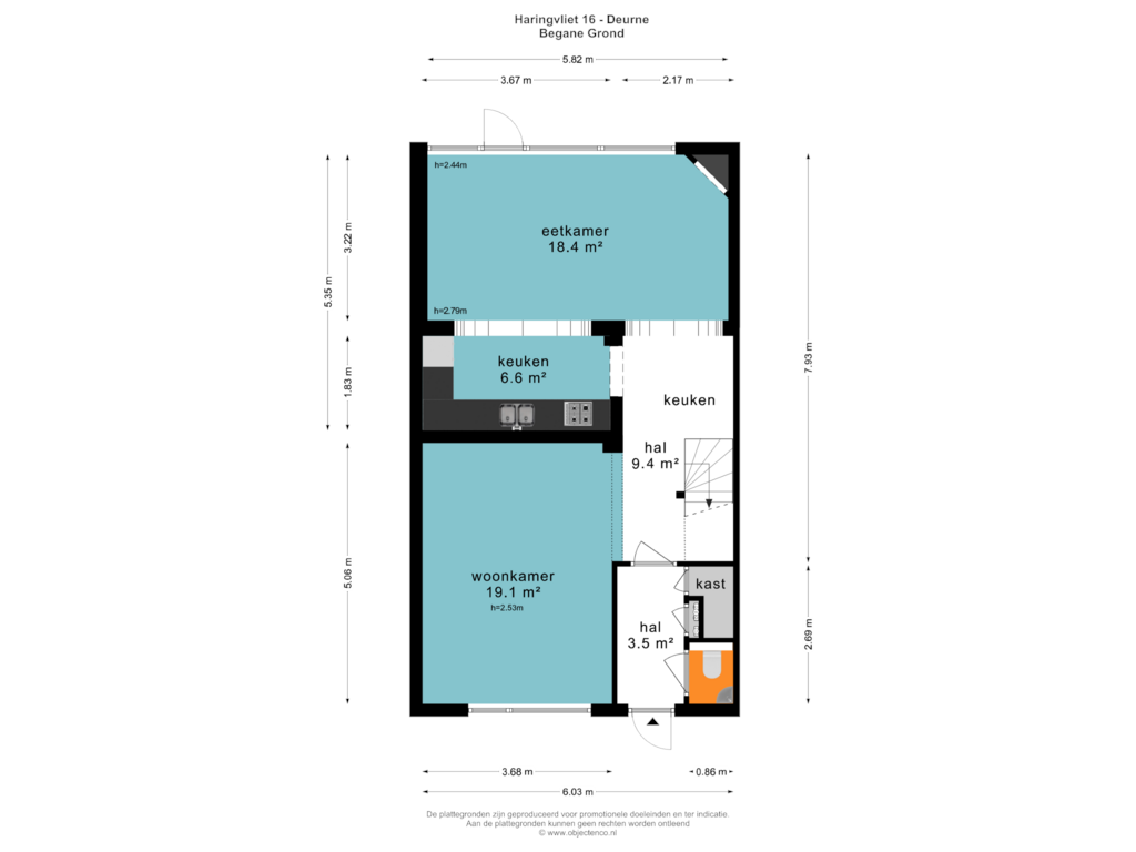 Bekijk plattegrond van BEGANE GROND van Haringvliet 16