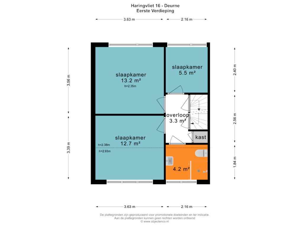 Bekijk plattegrond van EERSTE VERDIEPING van Haringvliet 16