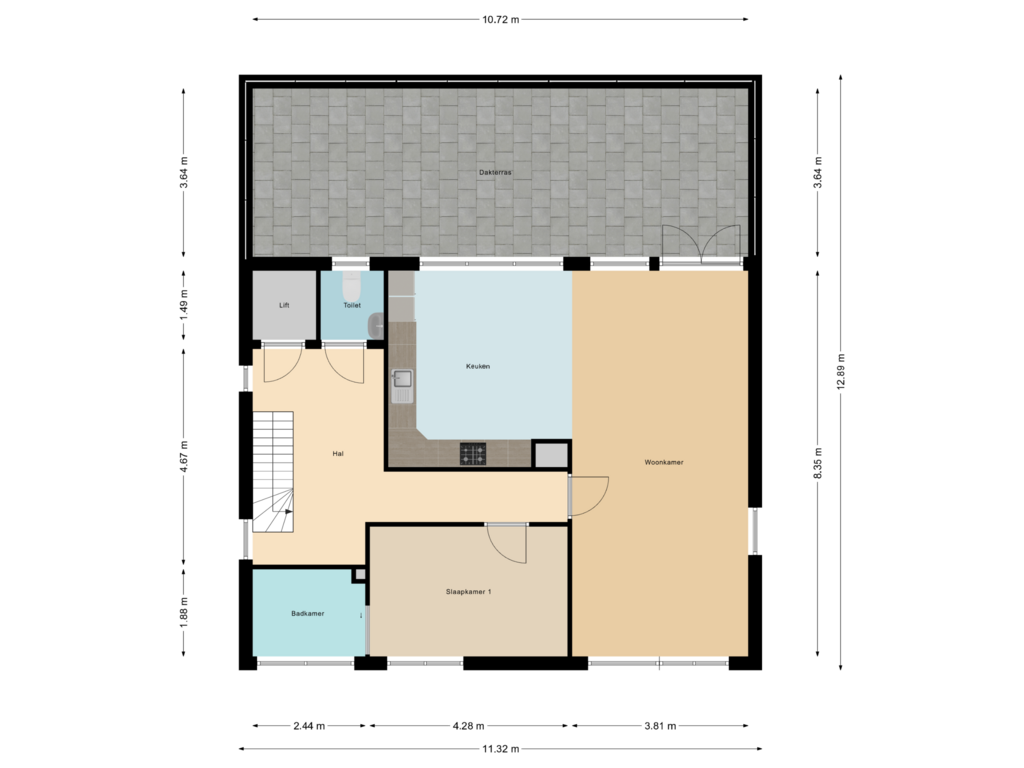 View floorplan of Eerste verdieping (Woonhuis) of Burgemeester Dekkingstraat 22