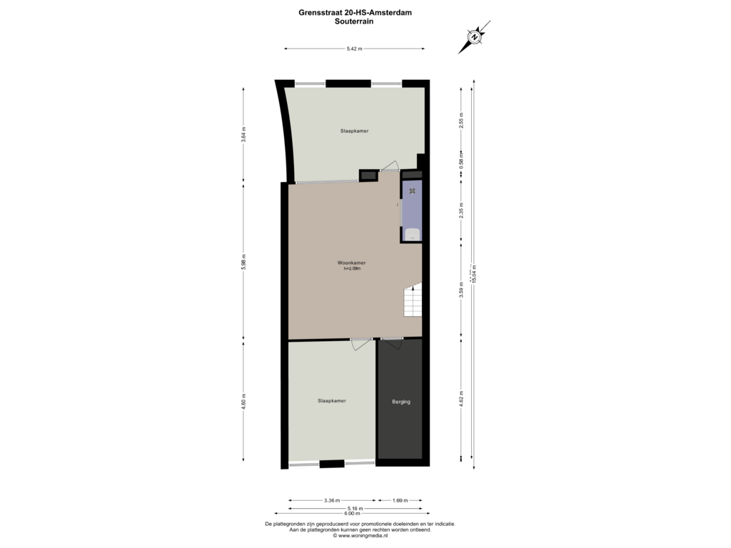 Bekijk plattegrond van Kelder van Grensstraat 20-H