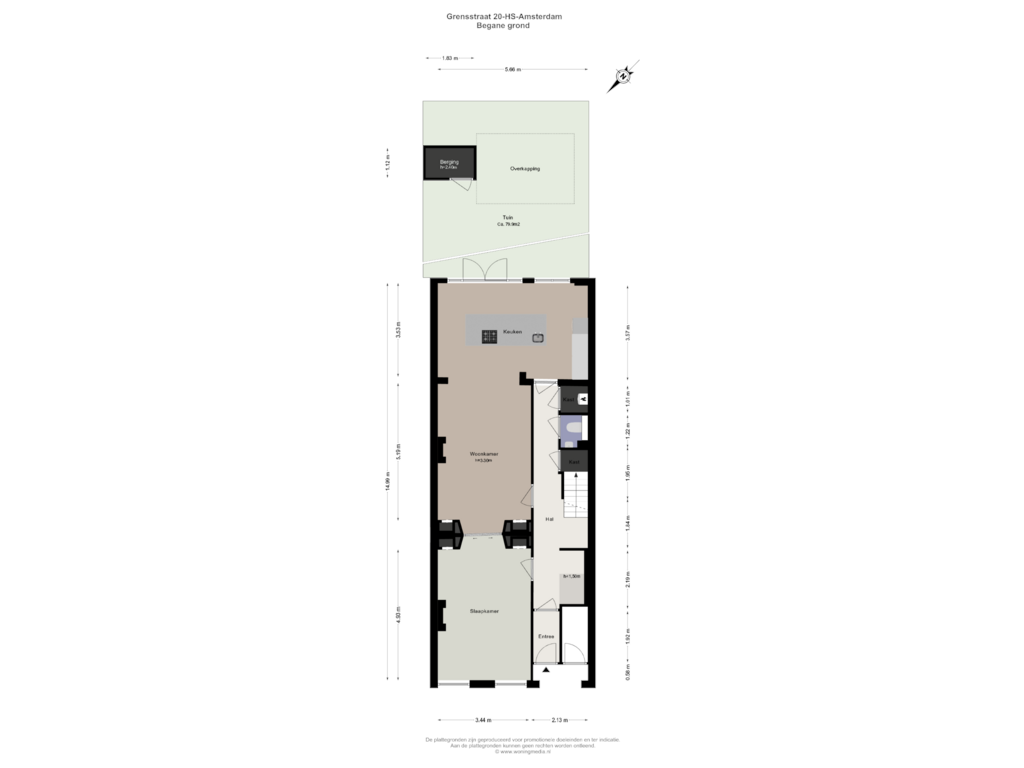 Bekijk plattegrond van Begane grond van Grensstraat 20-H