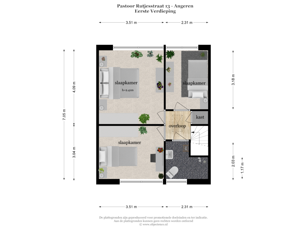 View floorplan of EERSTE VERDIEPING of Pastoor Rutjesstraat 13