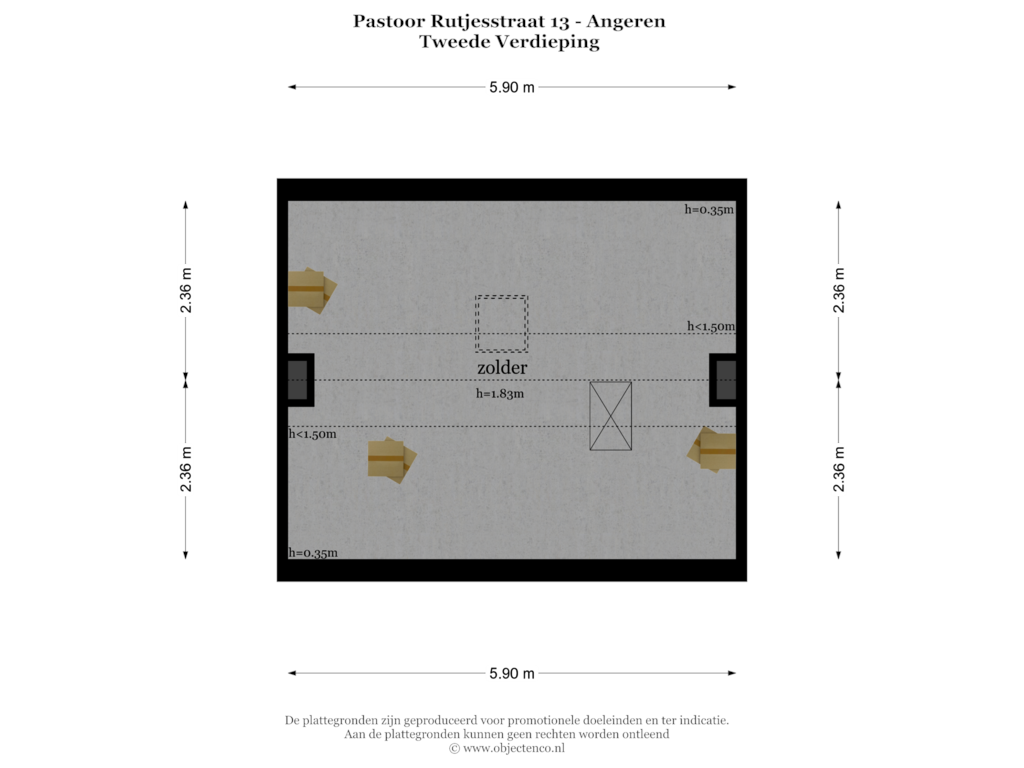 View floorplan of TWEEDE VERDIEPING of Pastoor Rutjesstraat 13