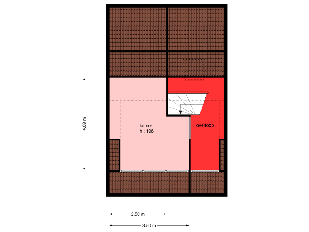 View floorplan of 2e verdieping of Spoorstraat 25