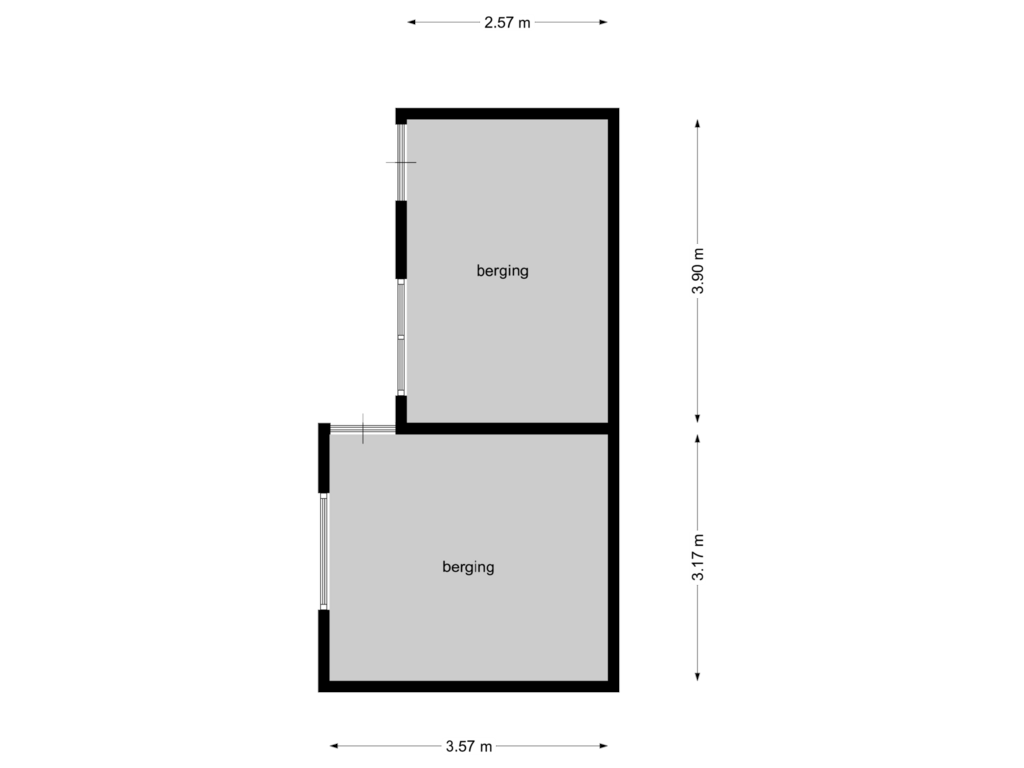 View floorplan of berging of Spoorstraat 25