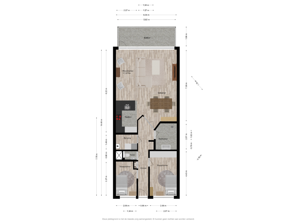 View floorplan of Appartement of Kanaalstraat 238