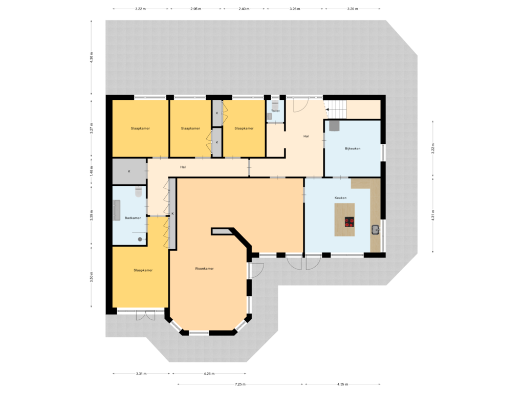 View floorplan of 1e Verdieping of Bernard Leurinkstraat 31-A