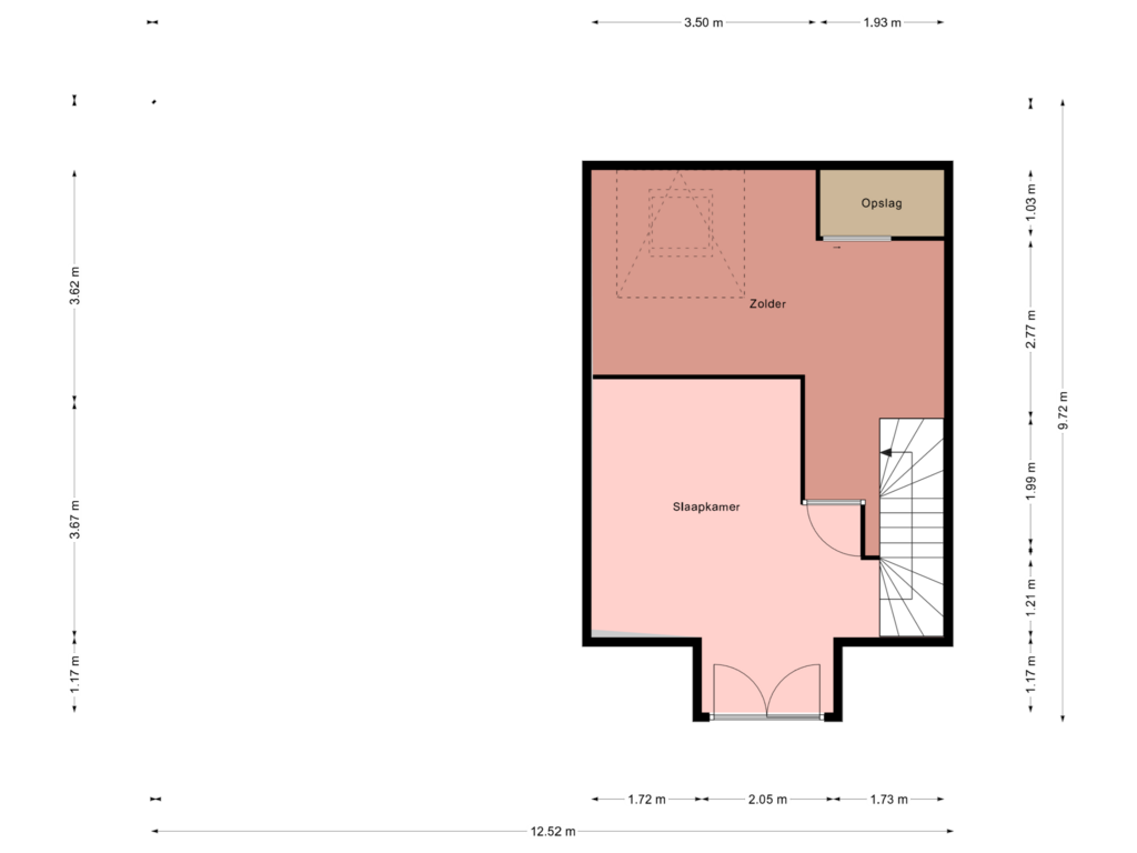 Bekijk plattegrond van zolder van Piet Mondriaansingel 40