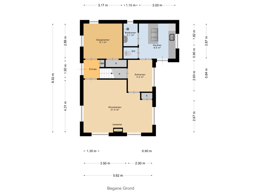 Bekijk plattegrond van Begane Grond van Henric de Cranestraat 104