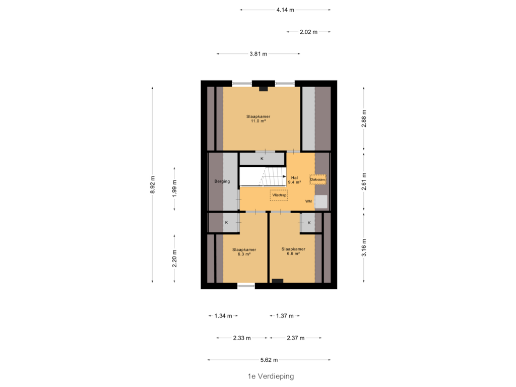 Bekijk plattegrond van 1e Verdieping van Henric de Cranestraat 104