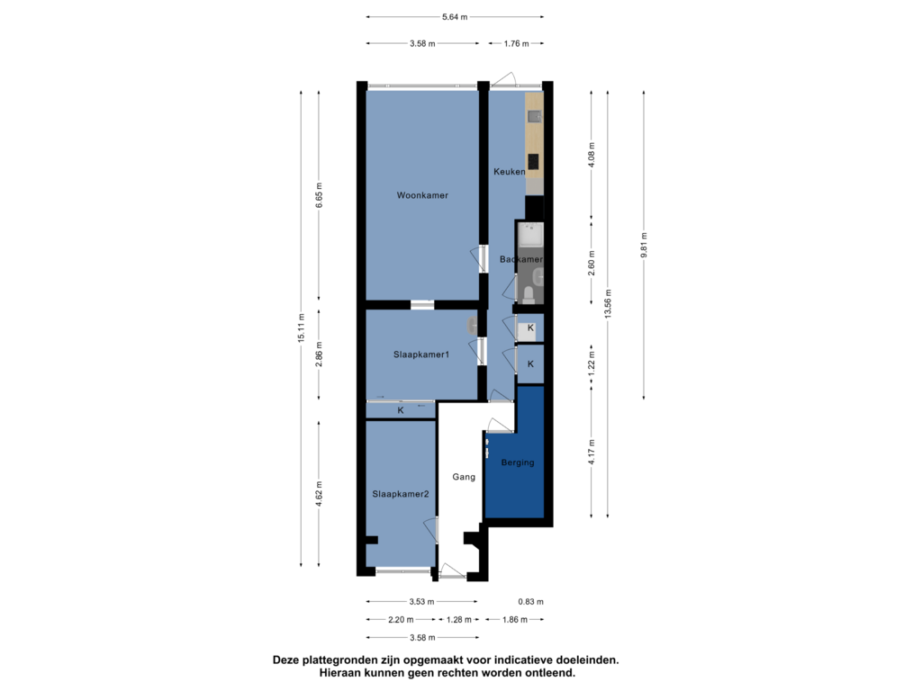 Bekijk plattegrond van Souterrain van Oudedijk 92-A