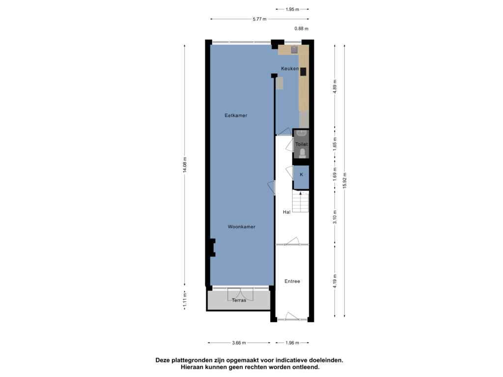 Bekijk plattegrond van Begane grond van Oudedijk 92-A