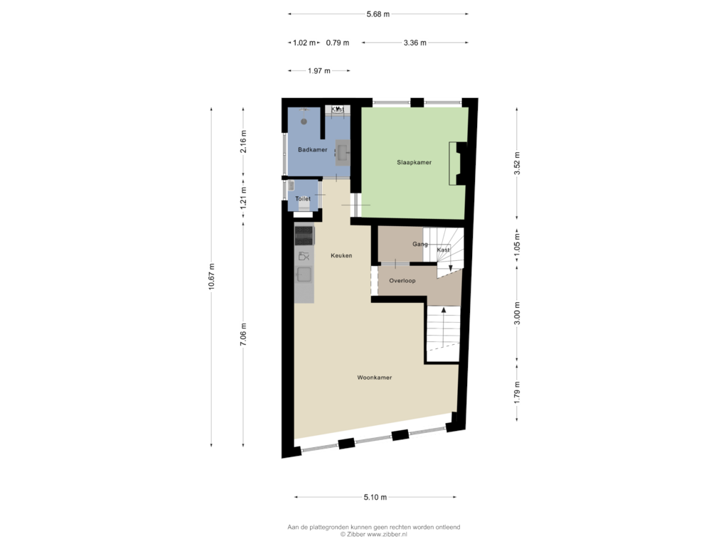 Bekijk plattegrond van Eerste Verdieping van Zijlvest 7-A