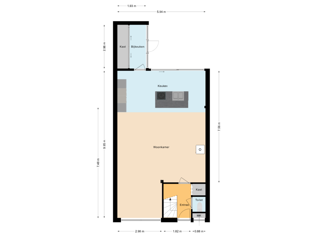 View floorplan of Begane grond of De Gloode 14