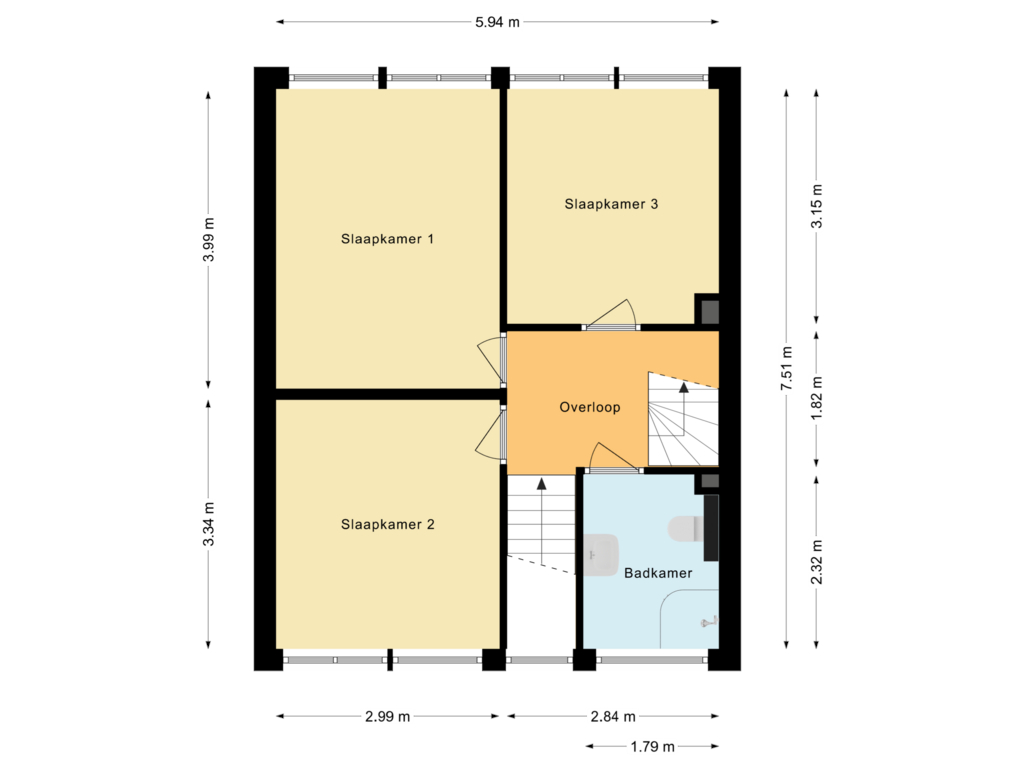 View floorplan of Eerste verdieping of De Gloode 14