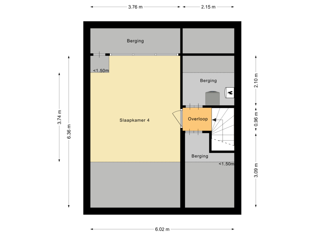 View floorplan of Tweede verdieping of De Gloode 14