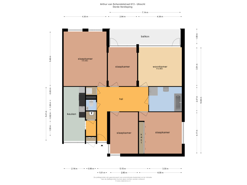 Bekijk plattegrond van DERDE VERDIEPING van Arthur van Schendelstraat 613