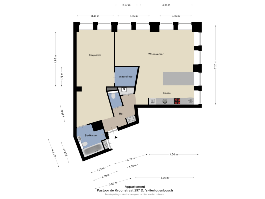 Bekijk plattegrond van Appartement van Pastoor de Kroonstraat 297-D