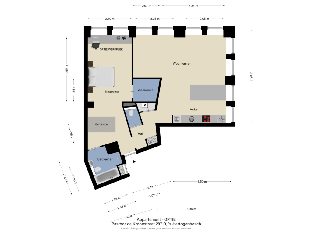 Bekijk plattegrond van Appartement (OPTIE) van Pastoor de Kroonstraat 297-D