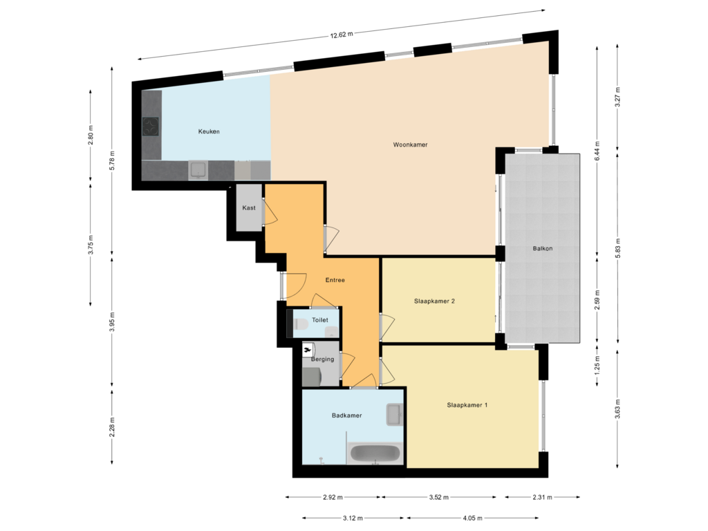 View floorplan of Appartement of Piet Mondriaansingel 207