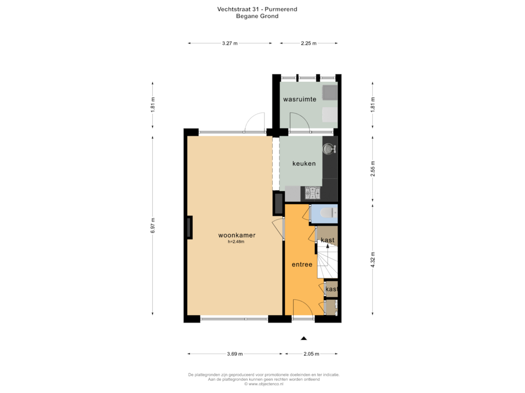 View floorplan of BEGANE GROND of Vechtstraat 31