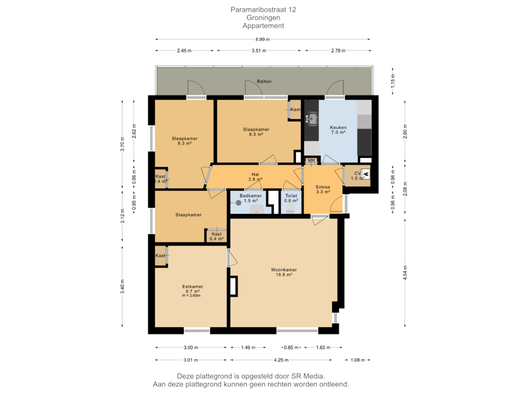 Bekijk plattegrond van Appartement van Paramaribostraat 12