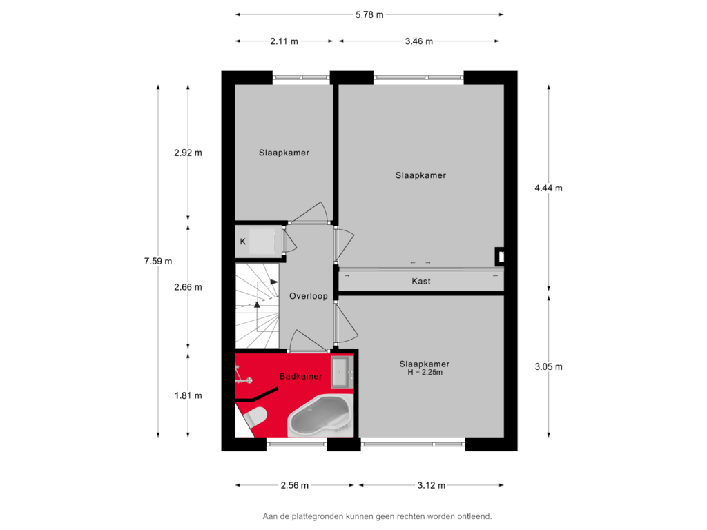 Bekijk plattegrond van 1e verdieping van Bilwijkerweg 67