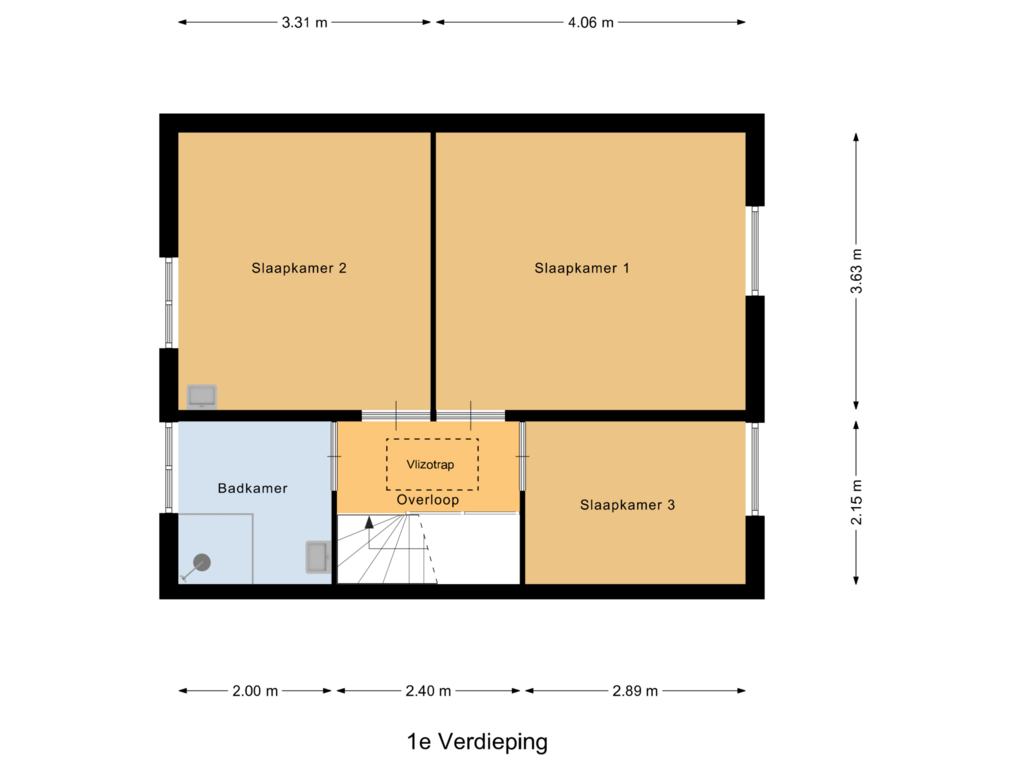 Bekijk plattegrond van 1e Verdieping van Westerzicht 255