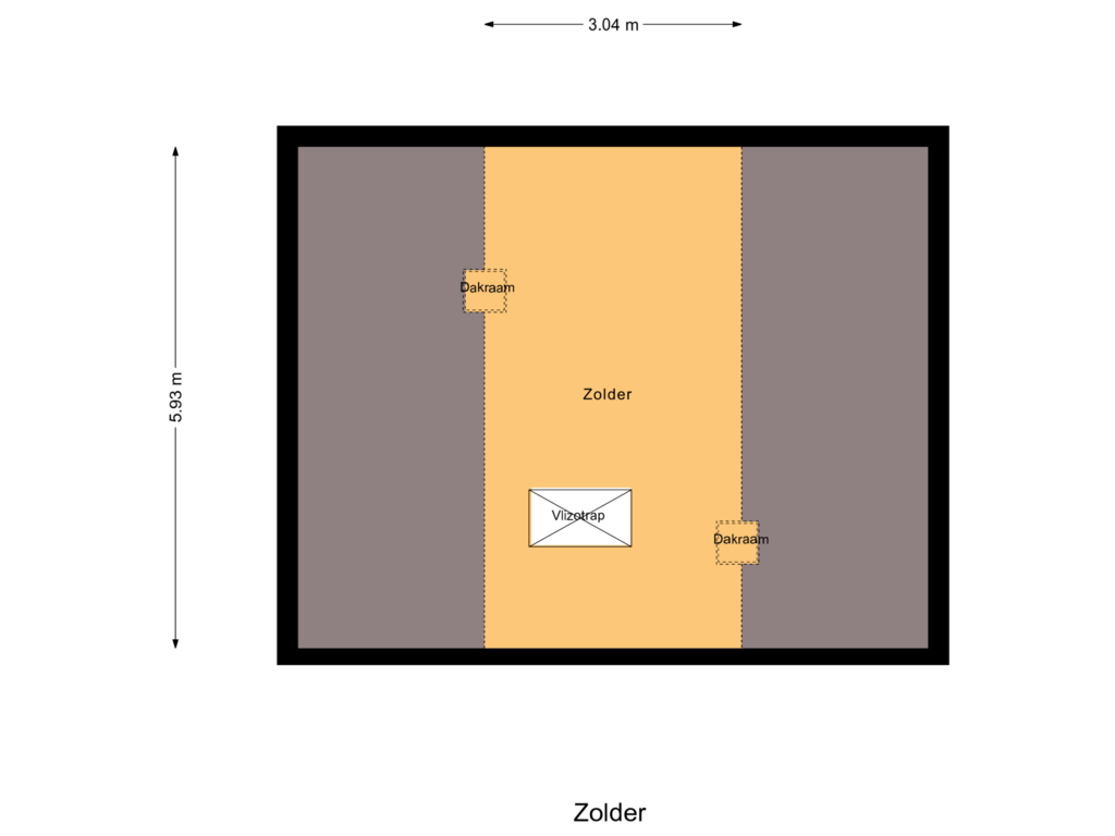 Bekijk plattegrond van Zolder van Westerzicht 255