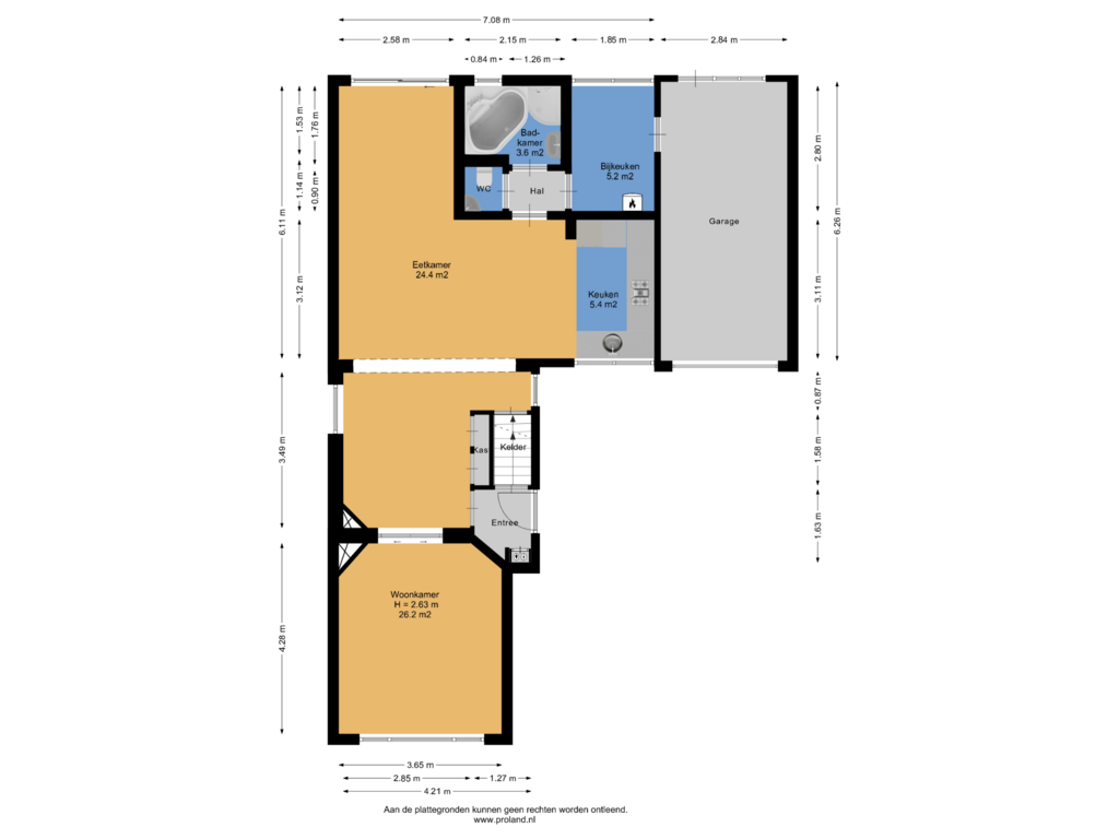 View floorplan of Begane Grond of Wolvegasterweg 18