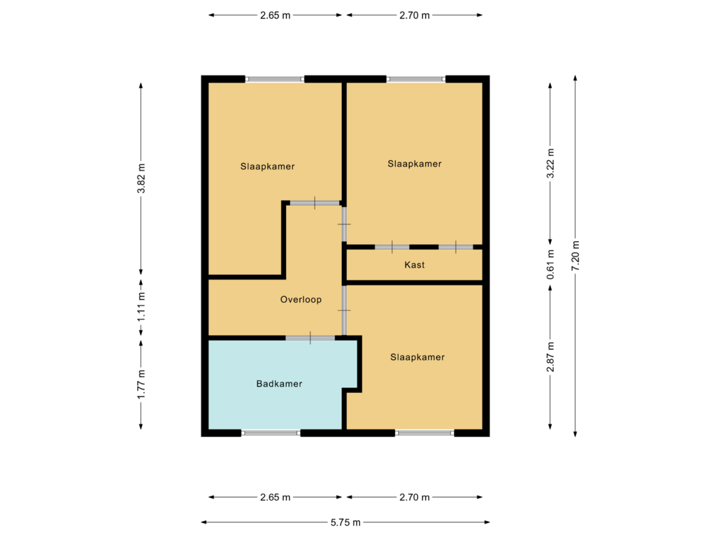 View floorplan of Floor 1 of Dirk Jan Blomstraat 2