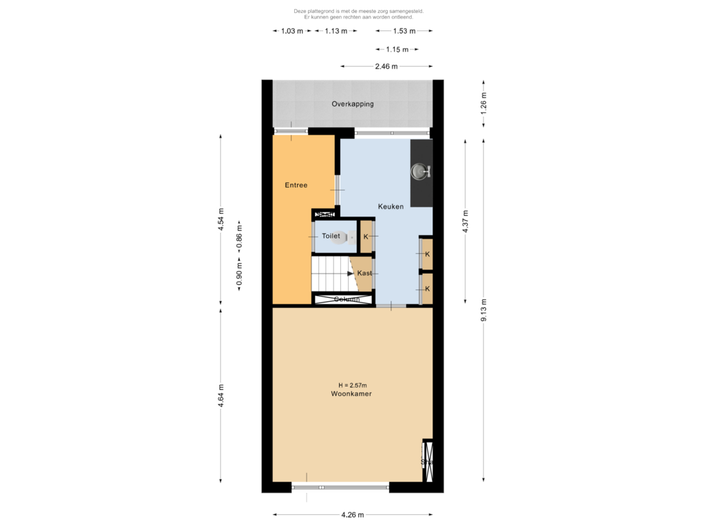 Bekijk plattegrond van Begane grond van Vermeerstraat 7