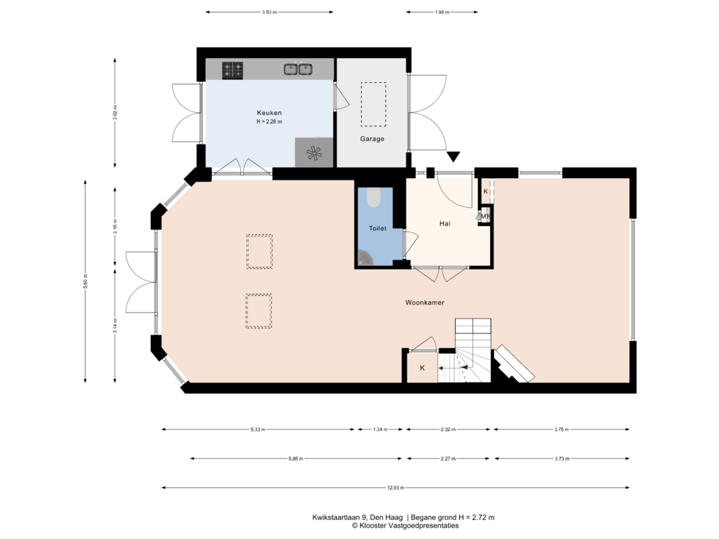 View floorplan of Begane grond of Kwikstaartlaan 9