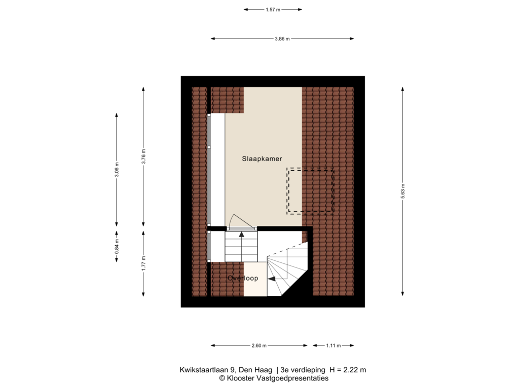 View floorplan of 3e verdieping of Kwikstaartlaan 9