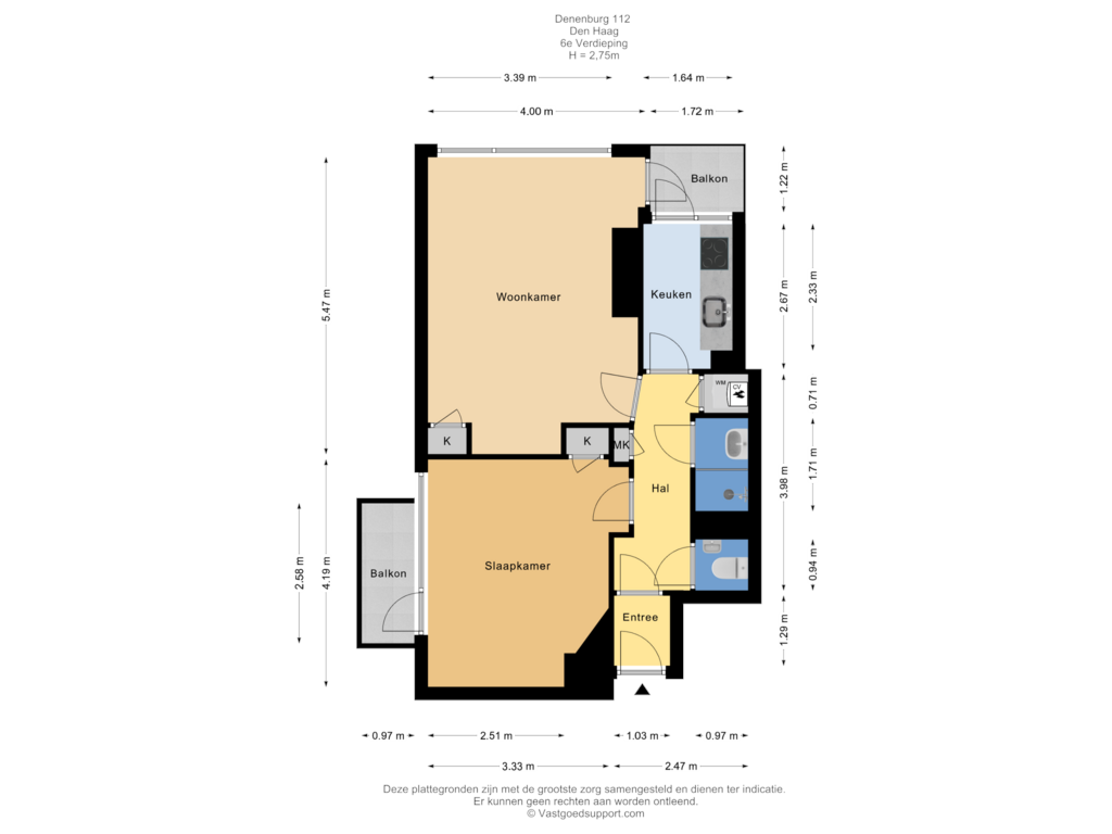 Bekijk plattegrond van 6e Verdieping van Denenburg 112