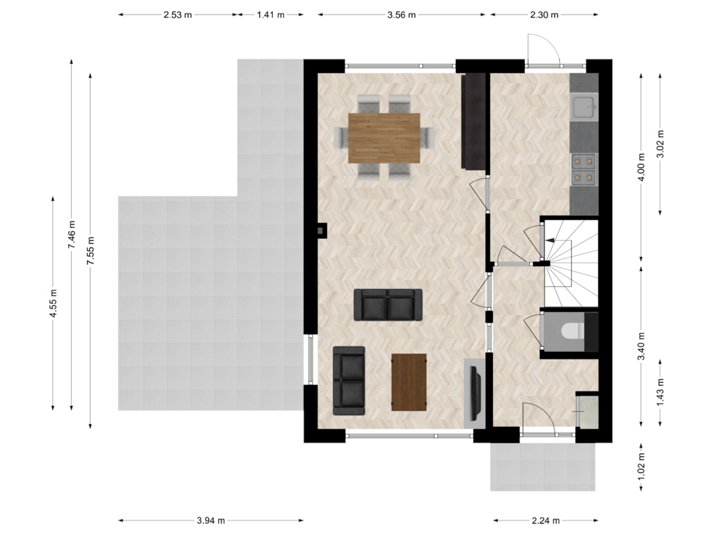 Bekijk plattegrond van Begane grond van Dennenstraat 22