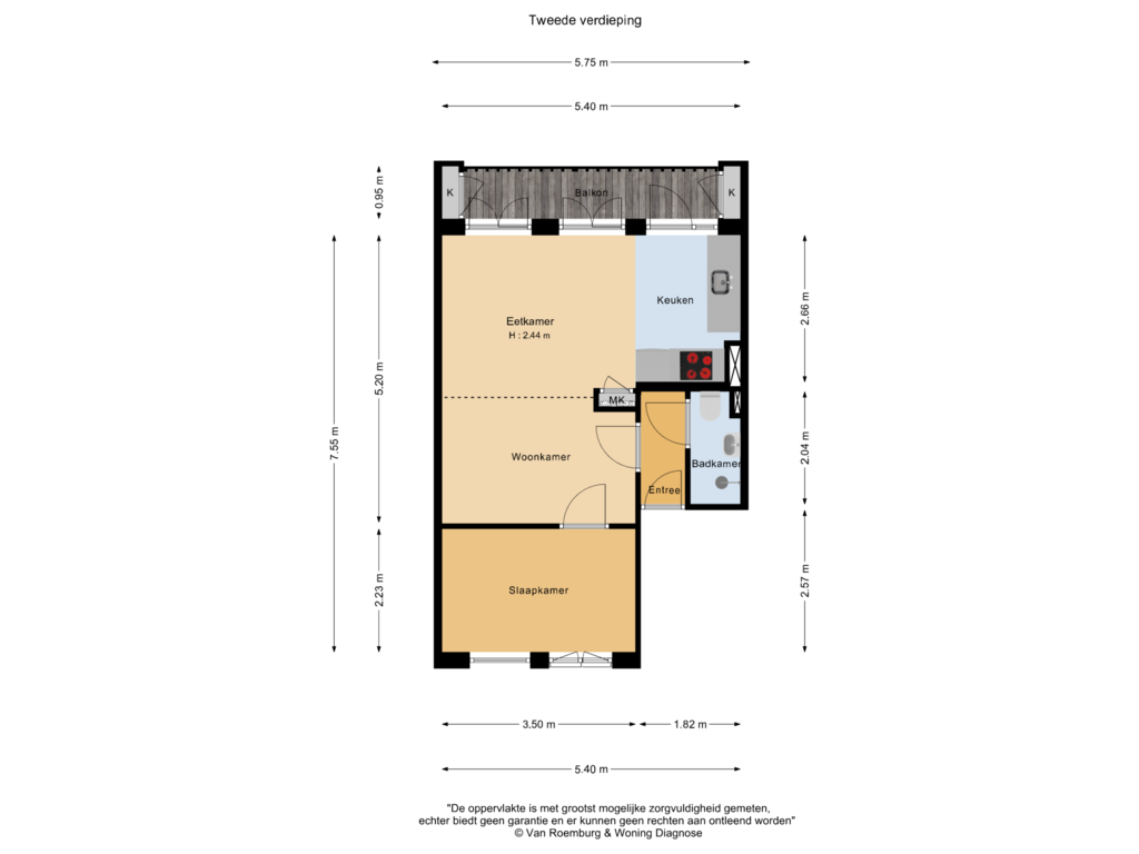 Bekijk plattegrond van Tweede verdieping van Van Bossestraat 43-2