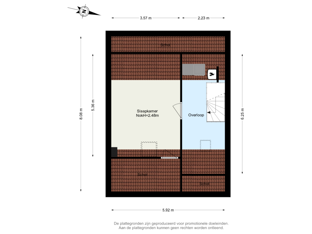 Bekijk plattegrond van 2de Verdieping van Pinksterbloemstraat 23