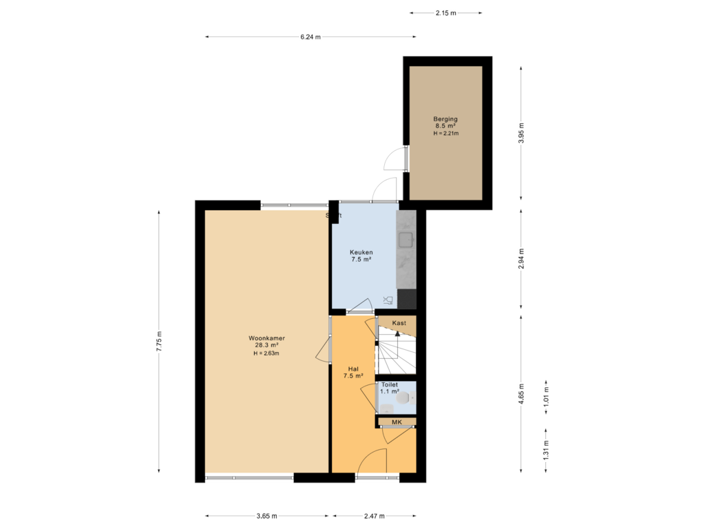 Bekijk plattegrond van Begane Grond van Swanneblomstrjitte 21