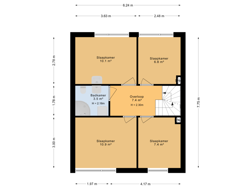 Bekijk plattegrond van 1e Verdieping van Swanneblomstrjitte 21