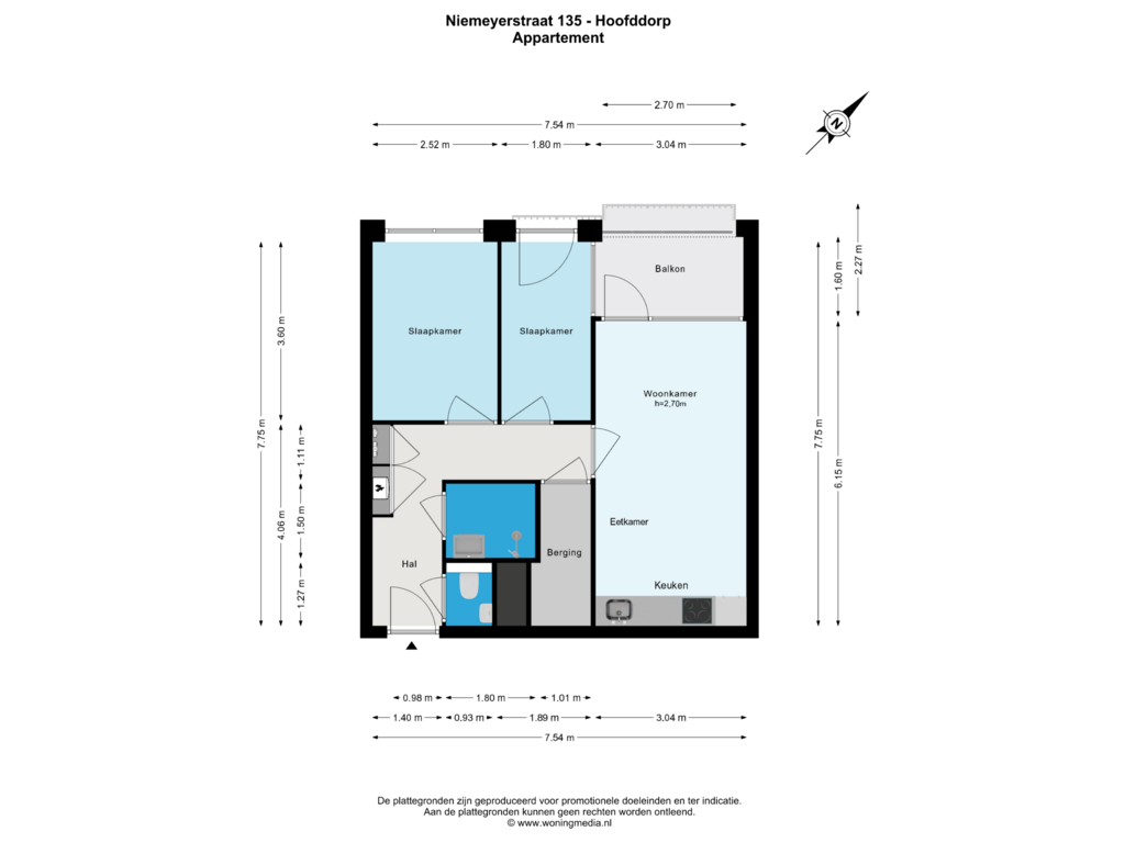 View floorplan of Appartement of Niemeyerstraat 135