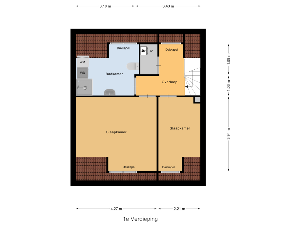 Bekijk plattegrond van 1e Verdieping van Schoolstraat 21