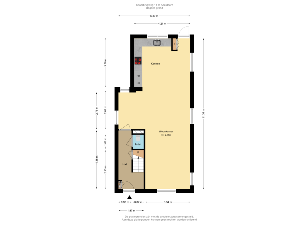 Bekijk plattegrond van Begane grond van Spoorbrugweg 11